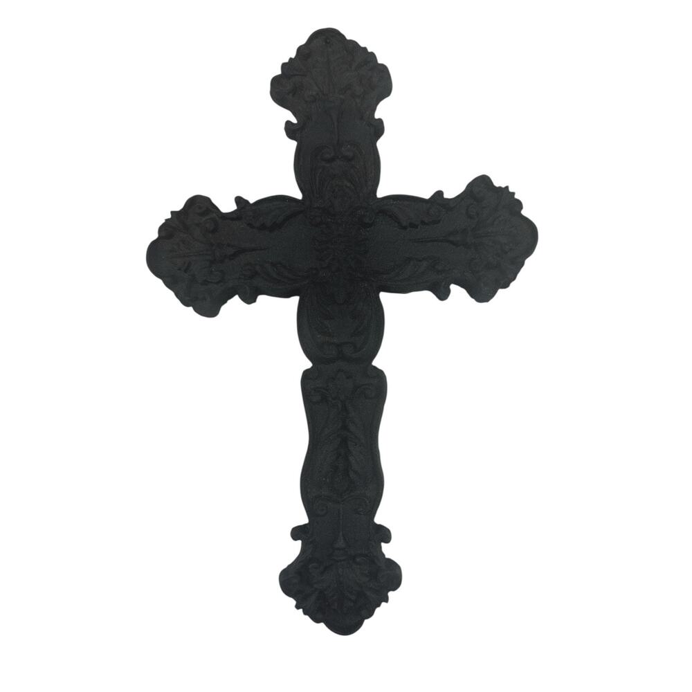 Vtg Wooden? Wall Cross Ornately Carved Design Religous Decor Christianity Jesus